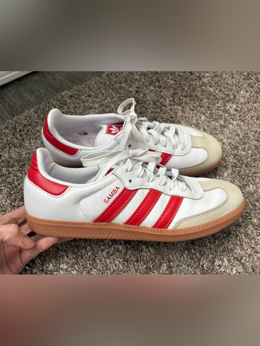 Adidas red and white Samba sneakers ladies size 8 - Picture 3 of 9